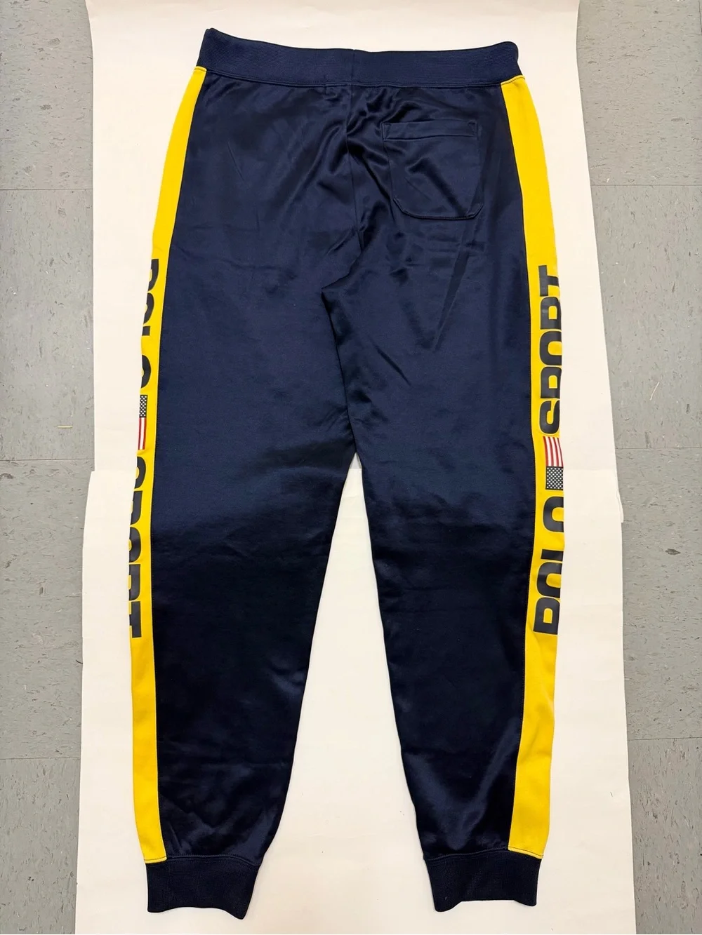 Ralph Lauren Navy Joggers with Yellow Side Panels